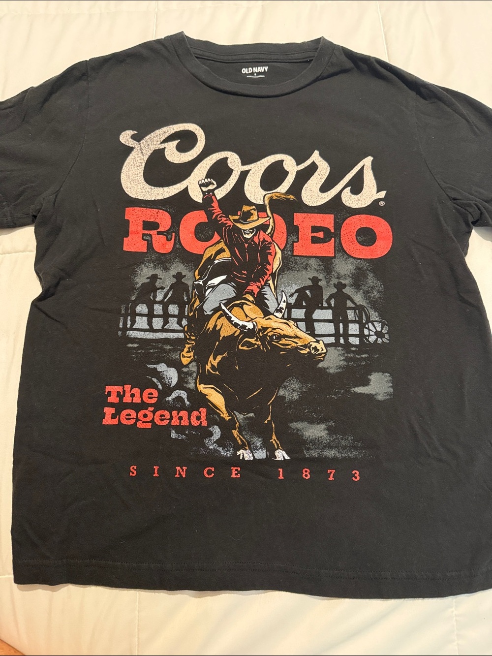 Old Navy Black Coors Rodeo Bull Rider Graphic Tee